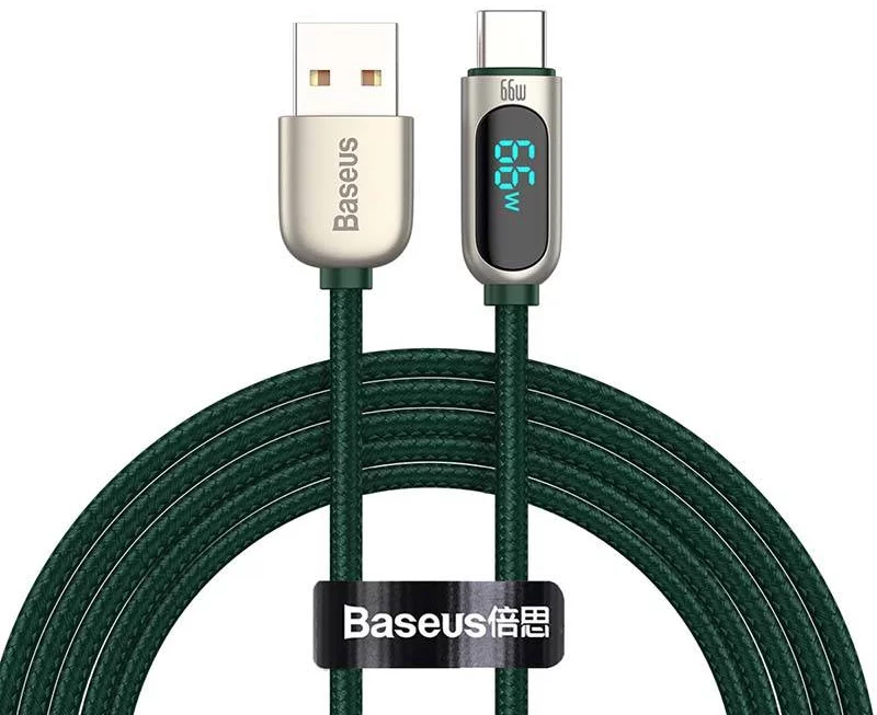 Cablu Baseus Display Cablu USB la Type-C, 66W, 2m (verde)