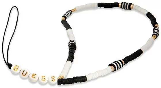 Levně Guess pendant GUSTBCKH Phone Strap Heishi Beads black and white (GUSTBCKH)