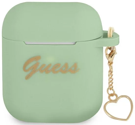 Levně Guess GUA2LSCHSN AirPods cover green Silicone Charm Heart Collection (GUA2LSCHSN)