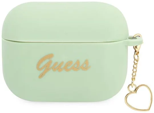 Levně Guess GUAPLSCHSN AirPods Pro cover green Silicone Charm Heart Collection (GUAPLSCHSN)