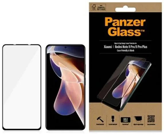 Levně Ochranné sklo PanzerGlass E2E Regular Xiaomi Redmi Note 11 Pro/11 Pro+ 5G Case Friendly black (8052)