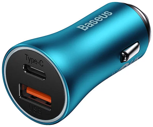 Nabíječka do auta Baseus Golden Contactor Max car charger, USB + USB-C, 60W (blue)