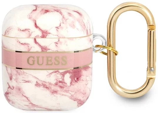 Levně Guess GUA2HCHMAP AirPods cover pink marble Strap Collection (GUA2HCHMAP)