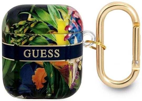 Levně Guess GUA2HHFLB AirPods cover blue Flower Strap Collection (GUA2HHFLB)