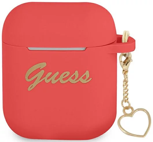 Levně Guess GUA2LSCHSR AirPods cover red Silicone Charm Heart Collection (GUA2LSCHSR)