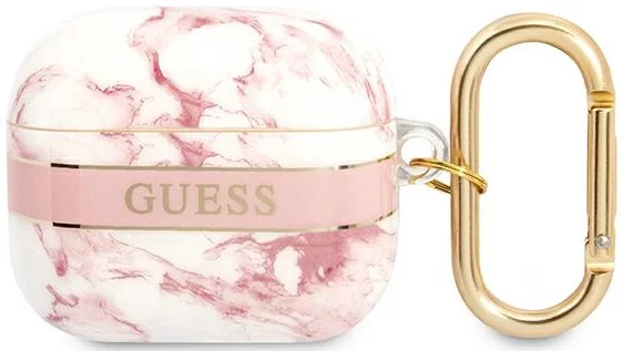 Levně Guess GUA3HCHMAP AirPods 3 cover pink Marble Strap Collection (GUA3HCHMAP)