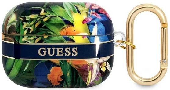 Levně Guess GUAPHHFLB AirPods Pro cover blue Flower Strap Collection (GUAPHHFLB)