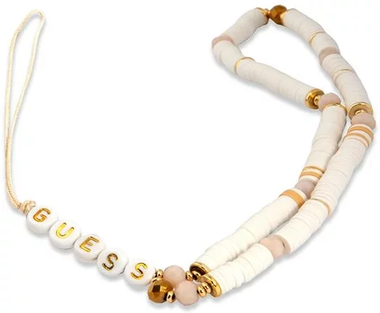 Levně Guess pendant GUSTPEARW Phone Strap white Heishi Beads (GUSTPEARW)