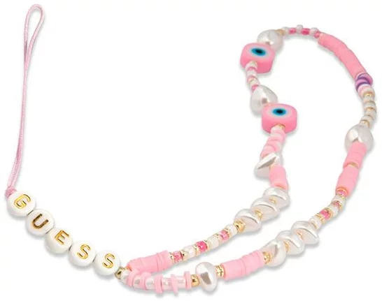 Levně Guess pendant GUSTSHPP Phone Strap pink Beads Shell (GUSTSHPP)