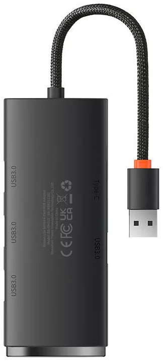 Levně Baseus Lite Series Hub 4in1 USB to 4x USB 3.0, 25cm (Black)