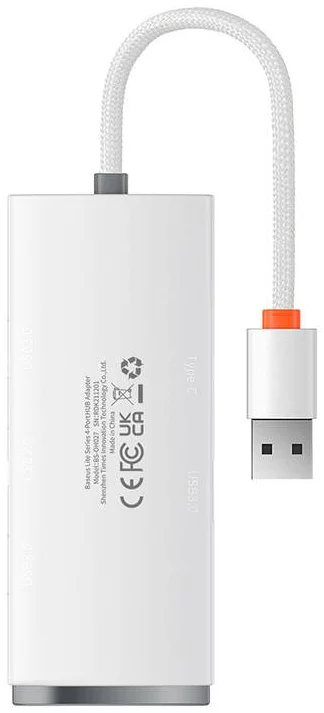 Dokovacia stanica Baseus Lite Series Hub 4in1 USB to 4x USB 3.0, 25cm (White)