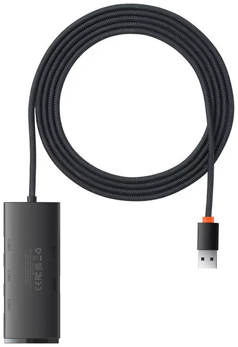 Levně Hub 4w1 Baseus Lite Series USB do 4x USB 3.0 2m (czarny)
