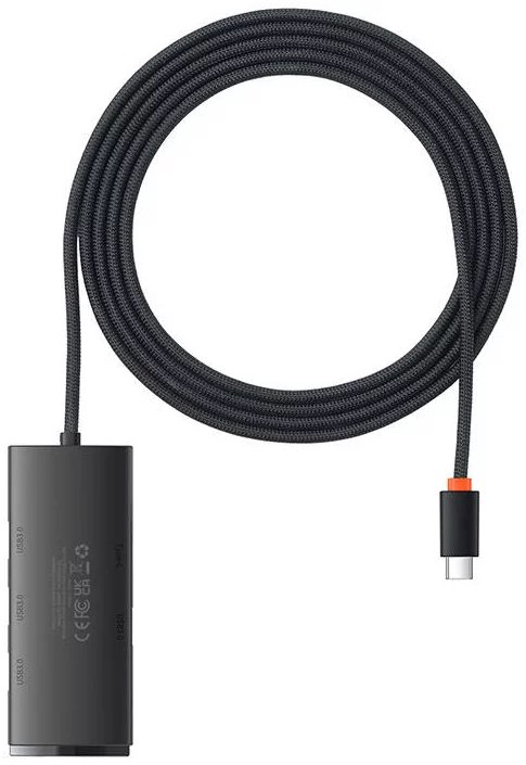Levně Baseus Lite Series Hub 4in1 USB-C to 4x USB 3.0 + USB-C, 2m (Black)