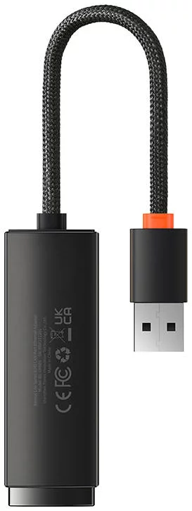 Redukcia Baseus Lite Series USB to RJ45 network adapter, 100Mbps (black)