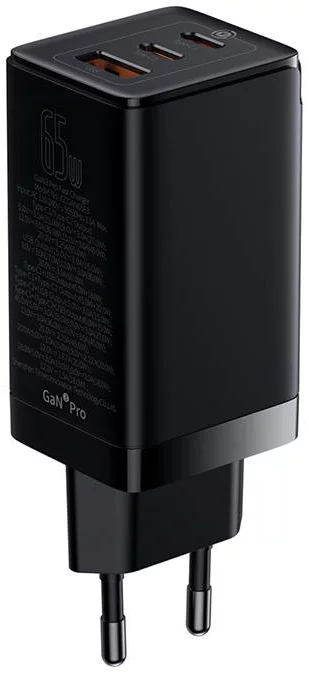 Nabíječka Baseus GAN3 Pro Fast Charger, 2xUSB-C + USB, 65W (black)