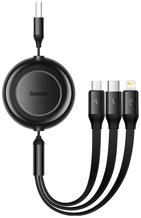 Kábel Baseus Bright Mirror 2, USB 3-in-1 cable for micro USB / USB-C / Lightning 3.5A 1.1m (Black)
