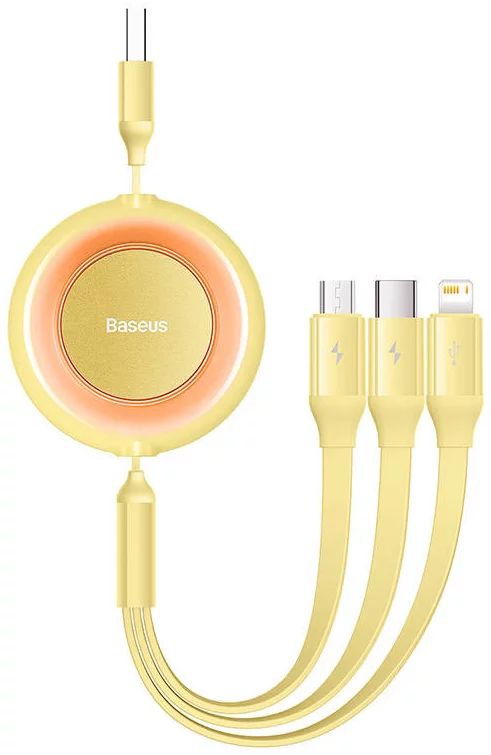 Kábel Baseus Bright Mirror 2, USB 3-in-1 cable for micro USB / USB-C / Lightning 3.5A 1.1m (Yellow)