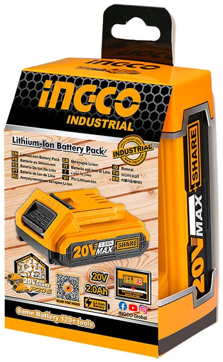 Batterie au Lithium-ion INGCO FBLI2001, Batterie Pour Appareils  Electroportatifs INGCO de 20V, Pour Perceuse, Visseuse, Clé à Chocs Et  Autres Appareils Sans-fil INGCO