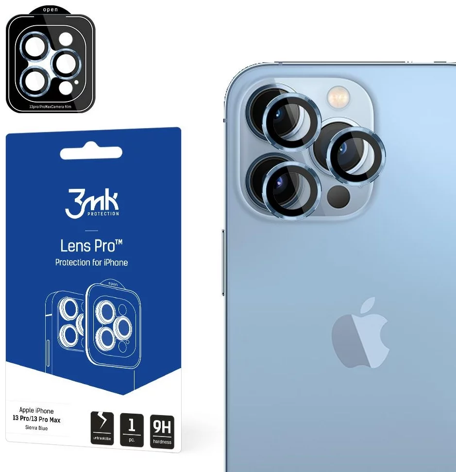 Ochranné sklo 3MK Lens Protection Pro iPhone 13 Pro / 13 Pro Max sierra blue Camera lens protection with mounting frame 1 pc.