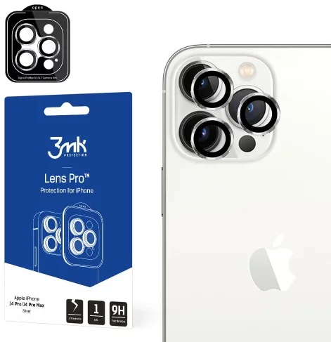 Ochranné sklo 3MK Lens Protection Pro iPhone 14 Pro / 14 Pro Max silver Camera lens protection with mounting frame 1 pc.