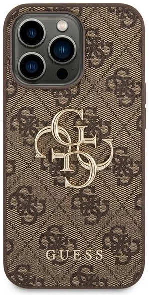 Guess iPhone 13 Backcover case Brown 4G Hardcase Big Metal Logo
