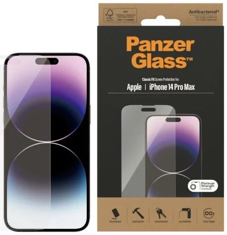 Levně Ochranné sklo PanzerGlass Classic Fit iPhone 14 Pro Max 6,7" Screen Protection Antibacterial 2770 (2770)