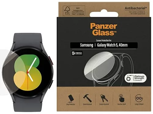 Levně Ochranné sklo PanzerGlass Galaxy Watch Classic 5 40mm Screen Protection Antibacterial 3674 (3674)