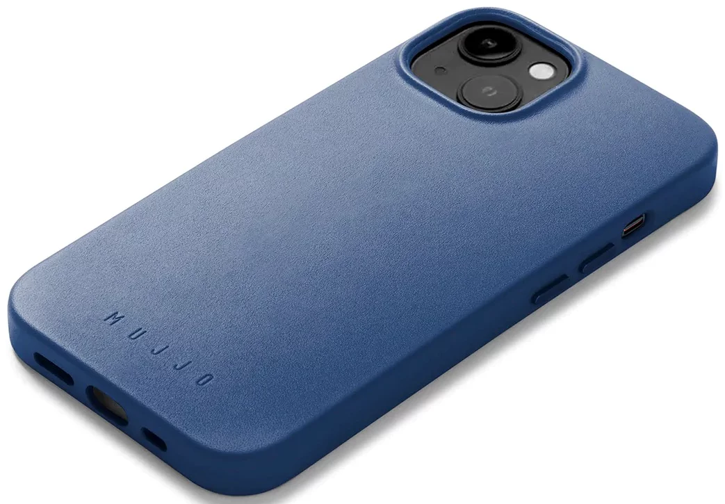 Levně Kryt Mujjo Full Leather Case with MagSafe for iPhone 14 - Monaco Blue