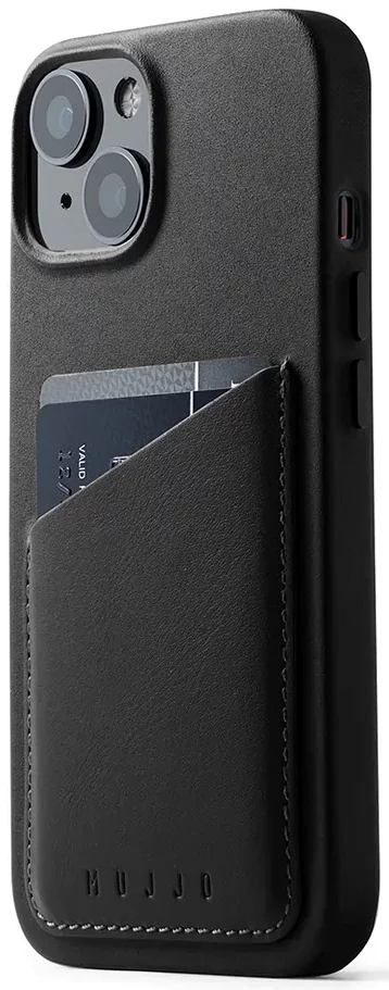 Huse Mujjo completa portofel din piele caz pentru iPhone 14 Plus- negru