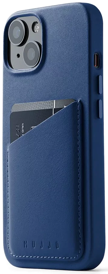Huse Husa portofel din piele Mujjo pentru iPhone 14 Plus- Monaco Blue