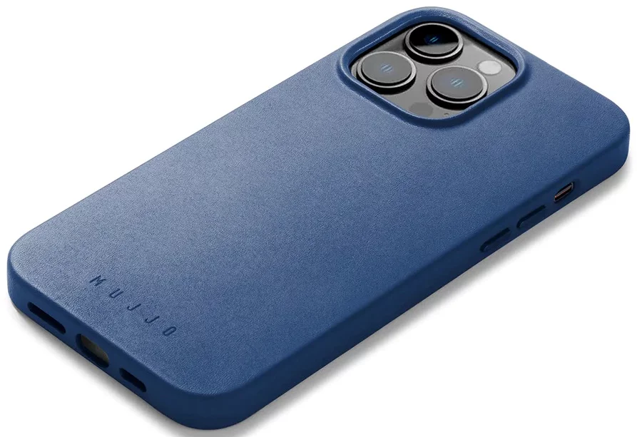Levně Kryt Mujjo Full Leather Case with MagSafe for iPhone 14 Pro Max - Monaco Blue