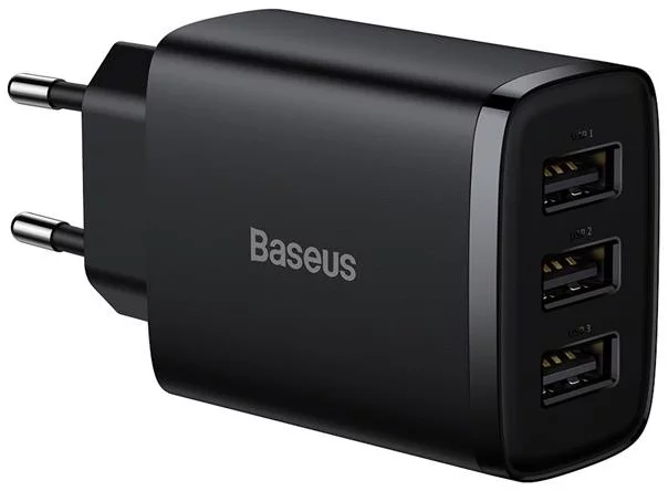 Nabíjačka Baseus Compact Quick Charger, 3x USB, 17W (Black)