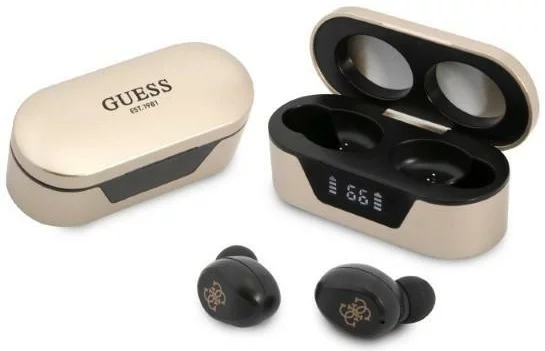 Levně Sluchátka Guess GUTWST31ED TWS Bluetooth earphones + docking station gold (GUTWST31ED)
