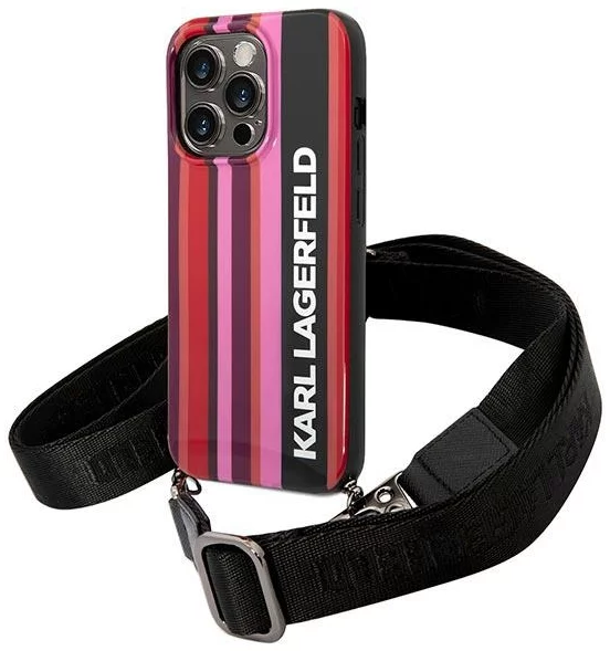Levně Kryt Karl Lagerfeld KLHCP14LSTSTP iPhone 14 Pro 6,1" hardcase pink Color Stripes Strap (KLHCP14LSTSTP)