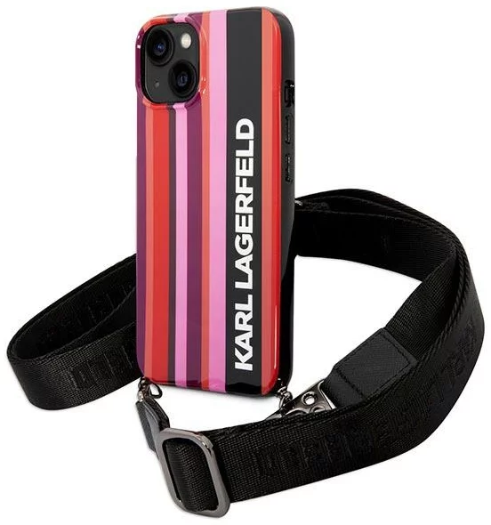 Levně Kryt Karl Lagerfeld KLHCP14SSTSTP iPhone 14 6,1" hardcase pink Color Stripes Strap (KLHCP14SSTSTP)