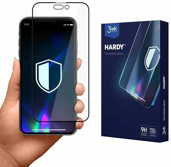 Levně Ochranné sklo 3MK Hardy iPhone 14 Plus / 13 Pro Max 6.7 "chemically hardened black glass