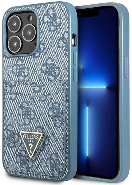 Levně Kryt Guess GUHCP13LP4TPB iPhone 13 Pro 6,1" blue hardcase 4G Triangle Logo Cardslot (GUHCP13LP4TPB)