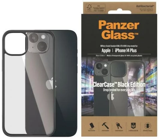 Levně Kryt PanzerGlass ClearCase iPhone 14 Plus 6,7" Antibacterial black 0407 (0407)