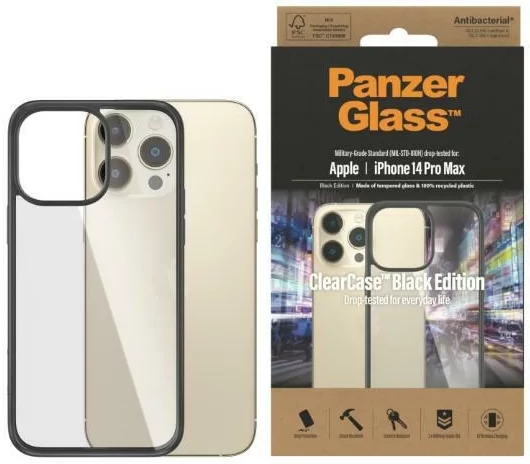 Levně Kryt PanzerGlass ClearCase iPhone 14 Pro Max 6,7" Antibacterial black 0408 (0408)