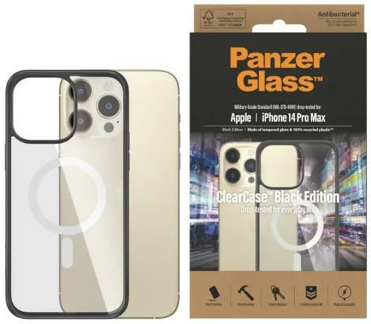 Levně Kryt PanzerGlass ClearCase MagSafe iPhone 14 Pro Max 6,7" Antibacterial black 0416 (416)