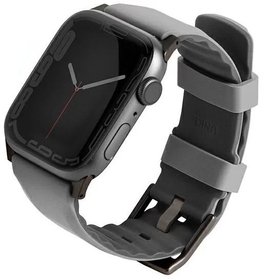 Řemínek UNIQ strap Linus Apple Watch Series 4/5/6/7/8/SE/SE2/Ultra 42/44/45mm. Airosoft Silicone chalk grey (UNIQ-45MM-LINUSGRY)