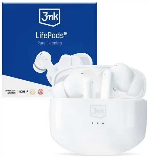 Levně Sluchátka 3MK LifePods wireless bluetooth headphones with ANC white