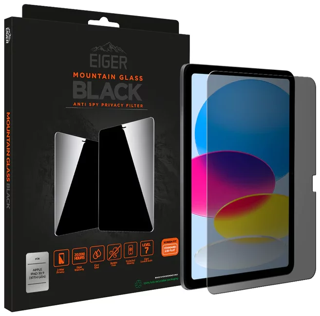 Tempered Glass Eiger Mountain Glass Black Privacy Tablet 2.5D