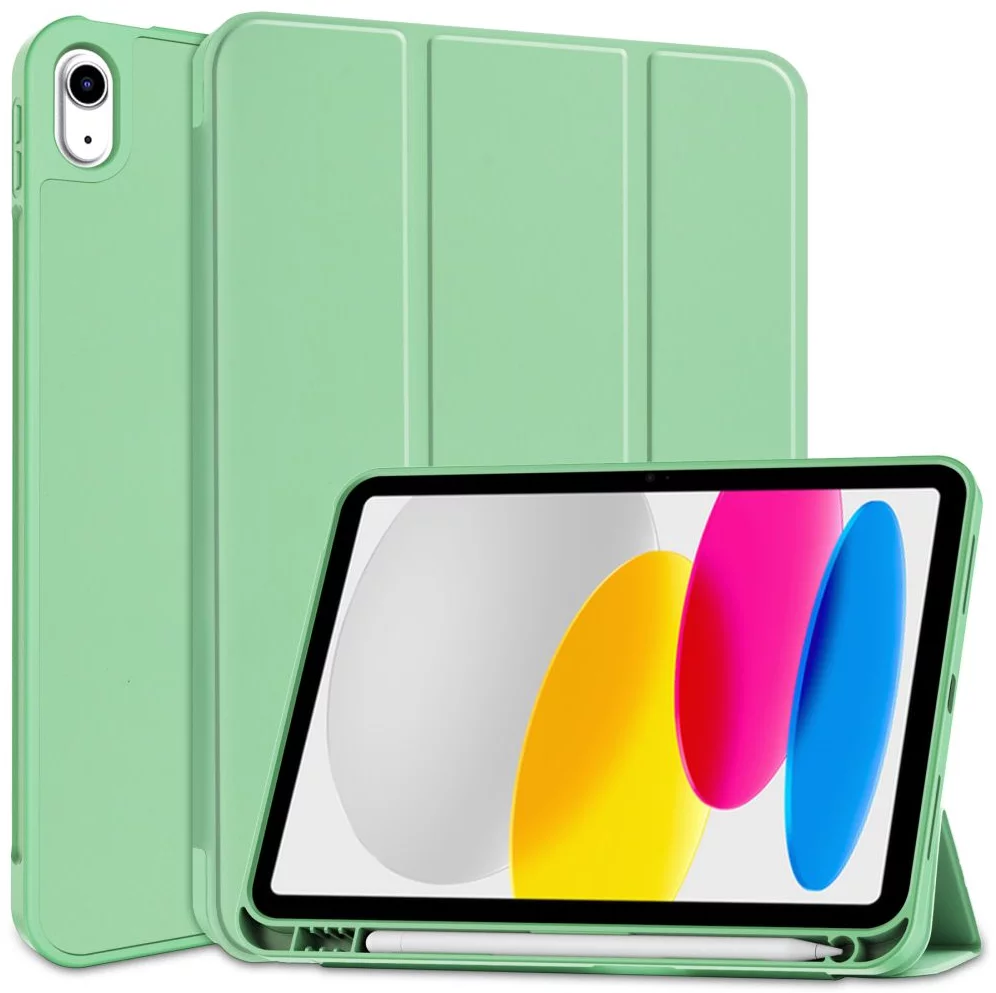 Apple iPad 10.9 (2022) tablet tok (Smart Case) on/off funkcióval, Apple Pencil tartóval - Tech-Protect - matcha green (ECO csomagolás)