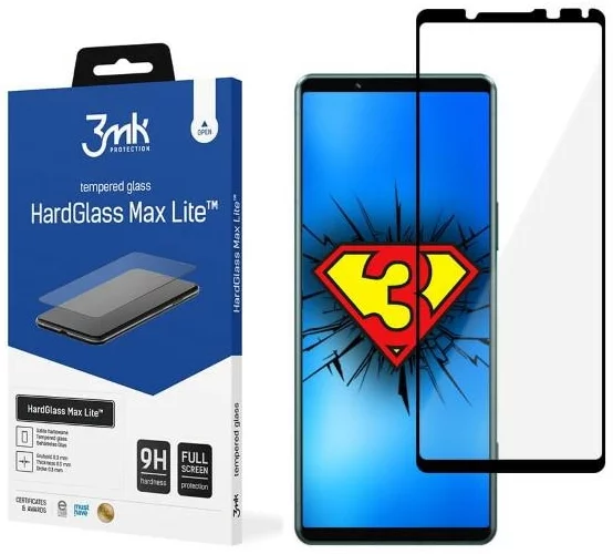 Ochranné sklo 3MK HardGlass Max Lite Sony Xperia 5 IV black Fulscreen Glass Lite