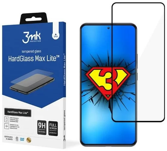 Ochranné sklo 3MK HardGlass Max Lite Xiaomi 12T Pro black Fullscreen Glass Lite