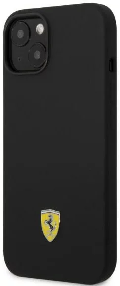 Levně Kryt Ferrari iPhone 14 Plus 6,7" black hardcase Silicone Metal Logo Magsafe (FEHMSIP14MBK)