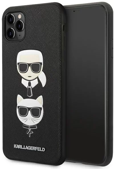 E-shop Kryt Karl Lagerfeld iPhone 11 Pro Max 6,5" black hardcase Saffiano Ikonik Karl&Choupette Head (KLHCN65SAKICKCBK)