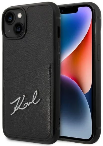 Levně Kryt Karl Lagerfeld iPhone 14 Plus 6,7" hardcase black Signature Logo Cardslot (KLHCP14MCSSK)