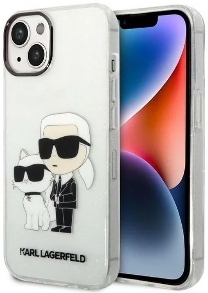 Levně Kryt Karl Lagerfeld iPhone 14 Plus 6,7" transparent hardcase IML GLIT NFT Karl&Choupette (KLHCP14MHNKCTGT)